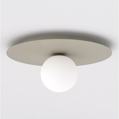 Lampada da soffitto Solar in acciaio moka e vetro opalino