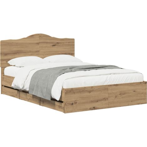 Bed Frame with Storage and Headboard Artisan Oak 160 x 200 cm vidaXL (1/5)