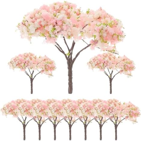 Lot de 10 Arbres Miniatures en Fleurs de Cerisier artificielles pour la Maison, Le Bureau, Les Arrangements de Mariage et Les Accessoires Photo créatifs (1/5)