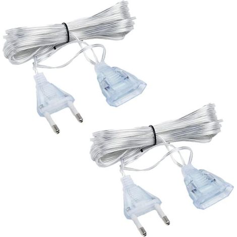 2 Pcs Fil Électrique Transparent 5m, Câble Rallonge 2 Fils PVC Cuivre Pur, Diamètre 1.5mm pour Guirlande Lumineuse LED, Lampe Décorative, Noël (1/4)