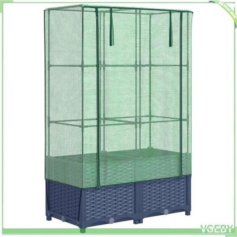 Jardinière surélevée avec housse - FAFEICY - 4015828 - 80x40x138 cm - Aspect rotin - Housse imperméable (1/5)