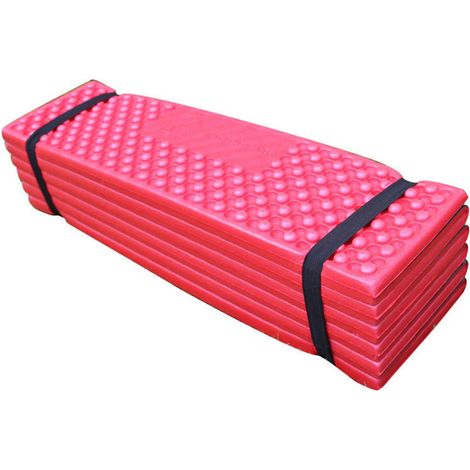 Tapis de sol pliable PVC souple épais alvéolé double couchage pour camping extérieur rouge noir 186x57 (1/5)