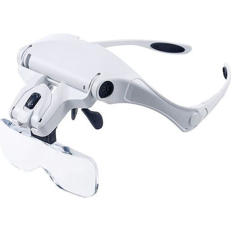 Vergrößerungsbrille mit LED-Beleuchtung – Vergrößerungsbrille mit 2 frontalen LED-Leuchten, Vergrößerungshelm – 1- bis 3,5-facher elektronischer Zoom für Schmuck und Uhren
