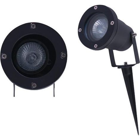 FARETTO GIARDINO CON PICCHETTO GU10 NERO PAPILLON - SCATOLA (EX 50136)