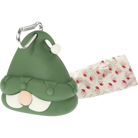 Verde - Dispenser per sacchetti igienici a tema natalizio con rotolino 9x8 x 5 cm (1/2)