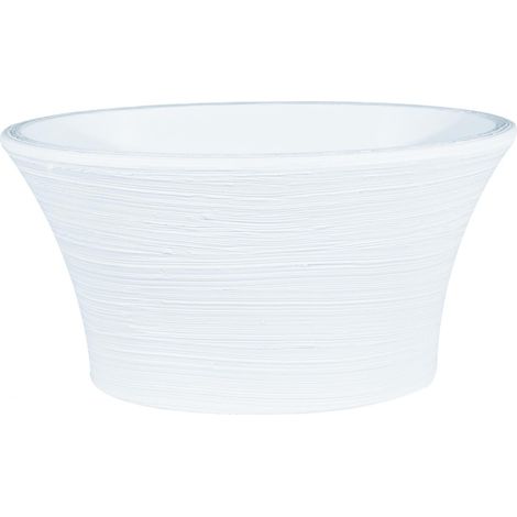 Vaso ovale in resina Narciso 45 cm. Bianco