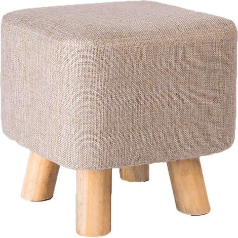 Pouf Sgabello Imbottito Crema - Eleganza e Comfort in Tessuto 30x30x27 cm (1/3)