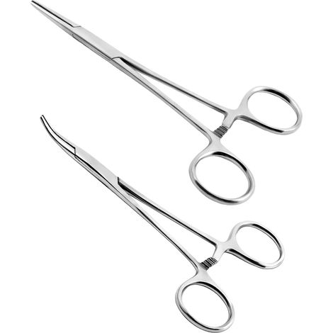 Lot de 2 Pince à Clamper, Pince de Pêche, Pince de Verrouillage Inox pour Boucles d'Oreilles, Bricolage, Soins des Animaux et Pêche (18 cm) (1/4)