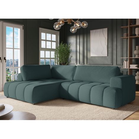 Canapé d'angle convertible avec coffre en tissu vert olive HAVEN (1/5)