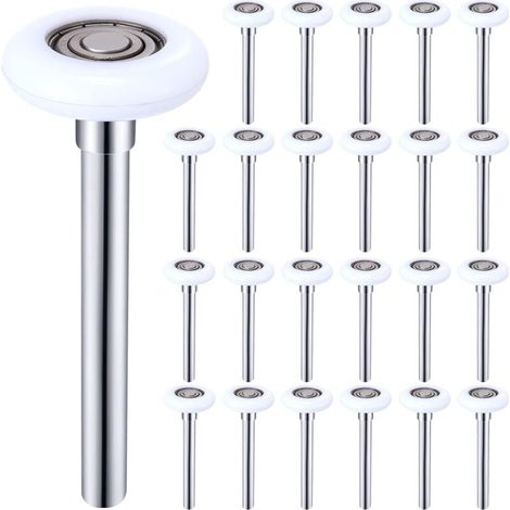 24 Pack 2" White Nylon Garage Door Rollers Durable for 2" Garage Door, 4.7" Stem, Quiet, High Load, 6200ZZ, Double Seals, Door Wheels