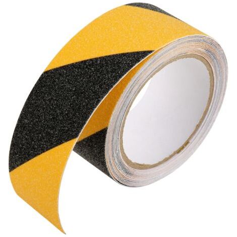 Bande adhésive antidérapante en PVC auto-adhésive de 5 cm x 5 m, résistante à l'usure, pour sols de sécurité (jaune et noir)