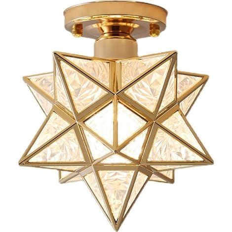 Étoile Pendant Light Rétro Métal Penta Lustre Lumières Plafonniers Or Doré noir E27 Lampe de Plafond Pour Couloir Salon Restaurant Café Allée Chambre à coucher Restaurant (Doré) (1/5)