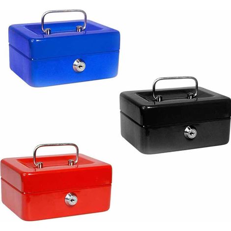 Cassetta portavalori cassaforte di sicurezza in metallo con scomparto e divisori portamonete doppia chiave 30X24X9 CM (1/5)