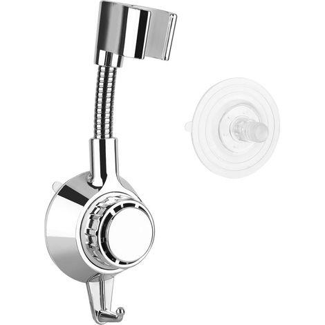 Supporto per doccetta regolabile a 360° - Supporto universale per soffione doccia - Nessuna foratura - Adesivo resistente - Montaggio a parete - Accessorio per il bagno - Cromato (1/5)
