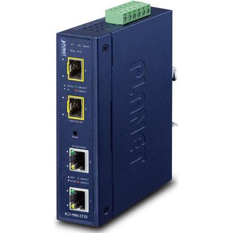 Planet Industrial 2x 10/100/1000T + 2x 100/1000/2500X SFP Managed Media Converter, IGT-900-2T2S