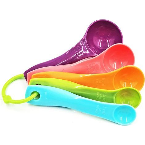 Set of 5 Multi-Color Measuring Spoons with Different Capacities, Measuring Tool for Liquids and Solids, Measuring Spoons for Baking Fairs (1/5)