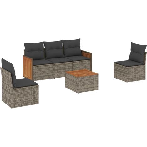 Maison Exclusive - 6-tlg. Garten-Sofagarnitur mit Kissen Grau Pol