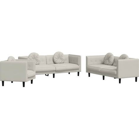 Maison Exclusive - Set di Divani 3 pz con Cuscini Crema in Velluto