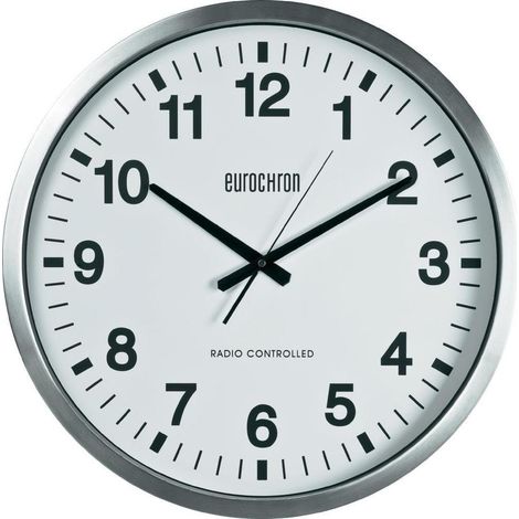 [NEUWERTIG] B-Ware Eurochron EFWU 9000 DCF Funk Wanduhr Funkuhr Uhr analog 507 x 63 mm Silber r259 (1/2)