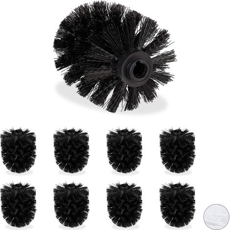 Tête de brosse de toilette de rechange noire, lot de 9-AquaForge