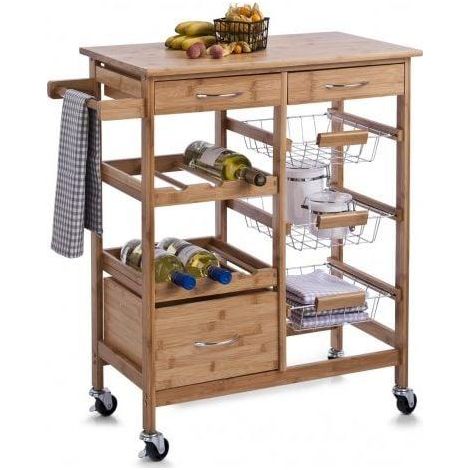 Zeller Carrello da cucina in bambù naturale 66 x 38 cm