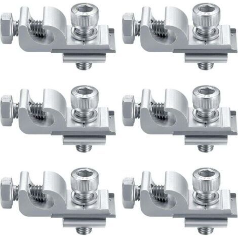 Kit de 6 pinces de mise à la terre standard pour panneaux solaires, kit d'installation pour système solaire, pince de support de montage, borne de mise à la terre pour panneaux solaires