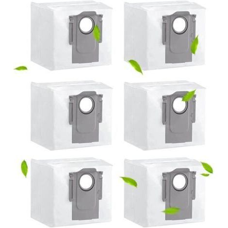 Pair Pack de 6 sacs à poussière pour Roborock S8 S8+/S8 Pro Ultra/S7 MAXV Ultra/Q7 MAX/Q7 MAX+/S7 Pro Ultra/Q5+ Sacs pour aspirateur Station d'aspiration Sacs d'aspirateur Sacs de rechange Accessoires