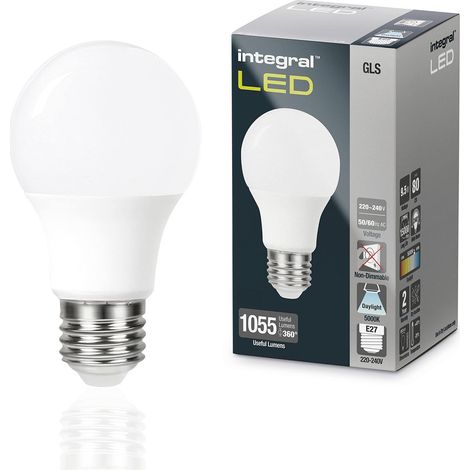 Integral Ampoule LED E27 2 PACK GLS A60 lumière du jour 5000K, 1055LM, 9,5W (équivalent à 75W) ampoule dépolie non dimmable -Efficace en énergie et idéale pour les appliques et lampes dans les salons (1/5)