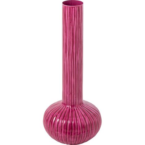 Vase en métal fuchsia à relief côtelé - fuchsia (1/4)