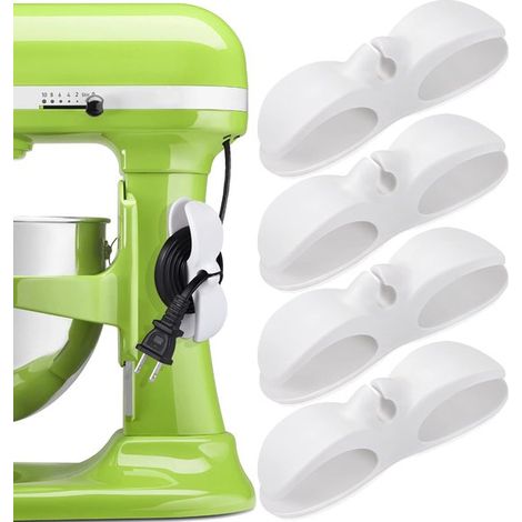 Set di 4 organizer per cavi, ideale per elettrodomestici da cucina come pentola a pressione, frullatore, macchina per il caffè e friggitrice ad aria - colore bianco. (1/5)