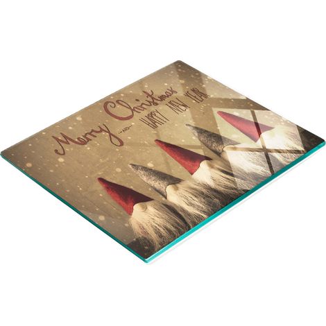 Tagliere da cucina decorativo multifunzionale in vetro con scritta "Buon Natale" 60x52 cm (1/5)