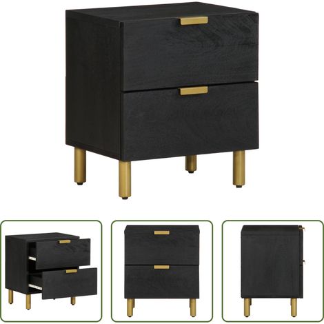 Nachttisch Schwarz - Nachttisch Schwarz 40x33x46 cm Massivholz Mango (1/5)