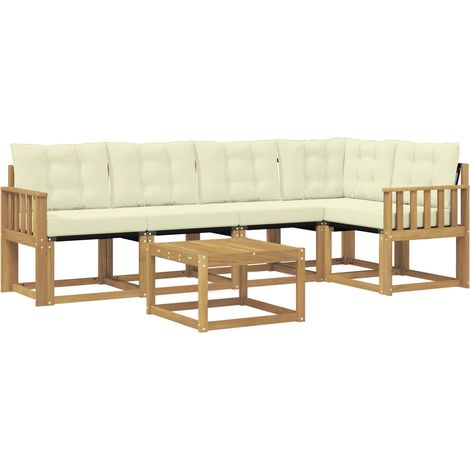 Outdoor Sofa Set with Cushion 6 pcs White and Cream vidaXL