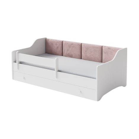 Letto per bambini ERYK con cassetto e sponda 160x80 pannello rosa