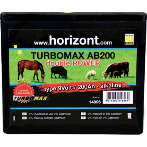 Horizont Trockenbatterie TURBOMAX AB 200 9 Volt, 200 Ah, 13 x 16,2 x 19 cm, passend für 56410619 und 56410661