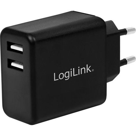 ADATTATORE DI CORRENTE CON 2 PORTE USB 12W NERO (1/3)