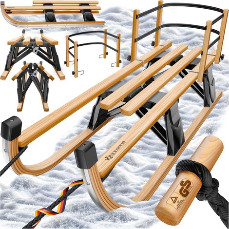 KESSER® Trineo plegable de haya, con respaldo - Negro (1/5)