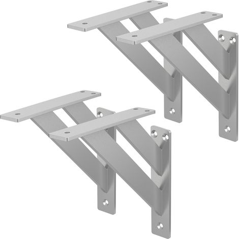ML-Design 4 Stück Regalhalterung 180x180 mm, Silber, Aluminium, Schwebende Regalhalterungen, Regalwinkel, Wandhalterung für Regalbrett, Regalträger für Wandmontage, Wandregal Wandkonsole Regalstütze