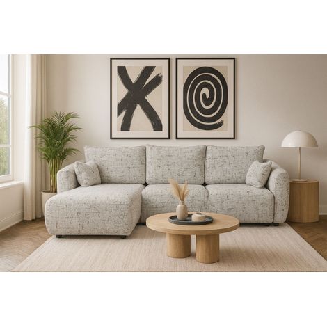 Ecksofa mit Schlaffunktion RUDEN Sofa in Stoff Bello Grau Ottomane Links (1/5)