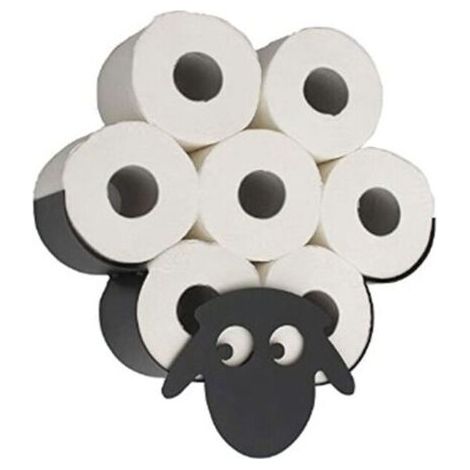 BETT Porte-rouleau de papier toilette mural en bois - Motif mouton - Noir (1/5)