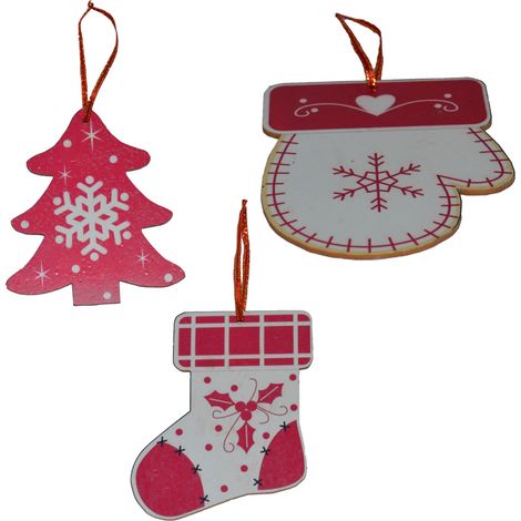 Decorazione Natalizia in Legno da Appendere - Bianca e Rossa - 11 cm (1/4)