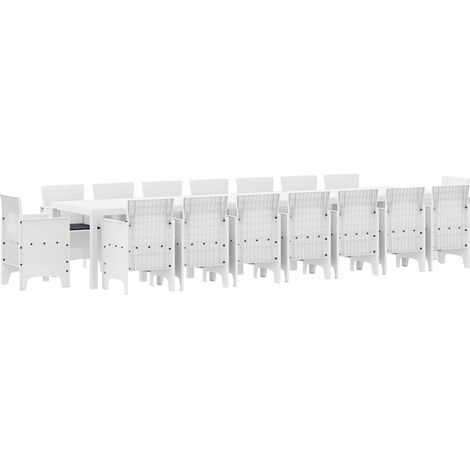 Maison Exclusive - Set da pranzo da giardino con cuscini 17 pz Bianco PP (1/5)
