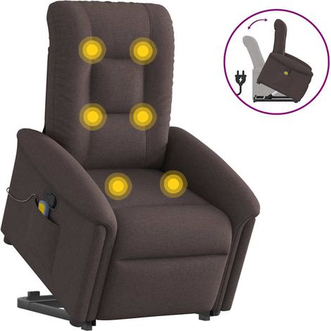 Massagesessel mit Aufstehhilfe Dunkelbraun Stoff