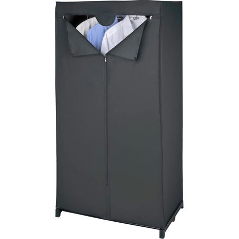 Armoire Tissu Mod. Deep Black Armoire de Rangement Portable et Pliable en PEVA pour vêtements Manteaux et Linge Dimensions 75 x 150 x 50 cm Couleur Noire Structure en métal (1/4)