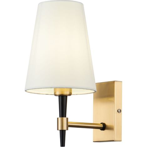 Applique Contemporanea Zaragoza Metallo Ottone 1 Luce Diffusore In Pvc Bianco (1/3)