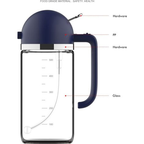 Vaporisateur d'huile en verre 2 en 1, distributeur d'huile d'olive avec mécanisme à poussoir pour la cuisine, le barbecue et plus encore (1/5)