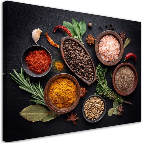 Tableau déco Épices Herbes pour la cuisine 60x40 (1/5)