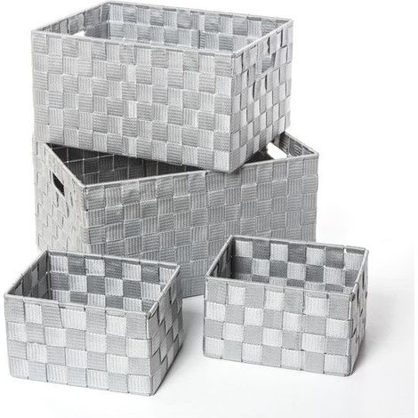 Paniers de rangement - Gris - Lot de 4 corbeilles de rangement - Livraison gratuite (1/7)