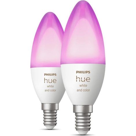 Philips Hue Pack de 2 Bombillas LED vela inteligente 4W - 40W con Luz Blanca y de Colores Compatible con Alexa Google Home Philips Hue (1/4)