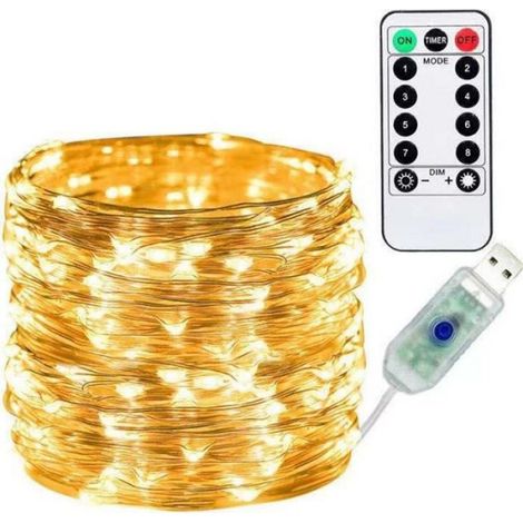 Guirlande Lumineuse - 20 m - 200 LED Blanc Chaud - 8 Modes - Télécommande - Étanche IP44 - Intérieur Extérieur - 1 Pièce (1/4)